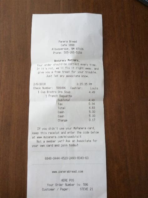 panera receipt lookup